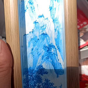 原创手绘银山山水书签(8×18cm)带框